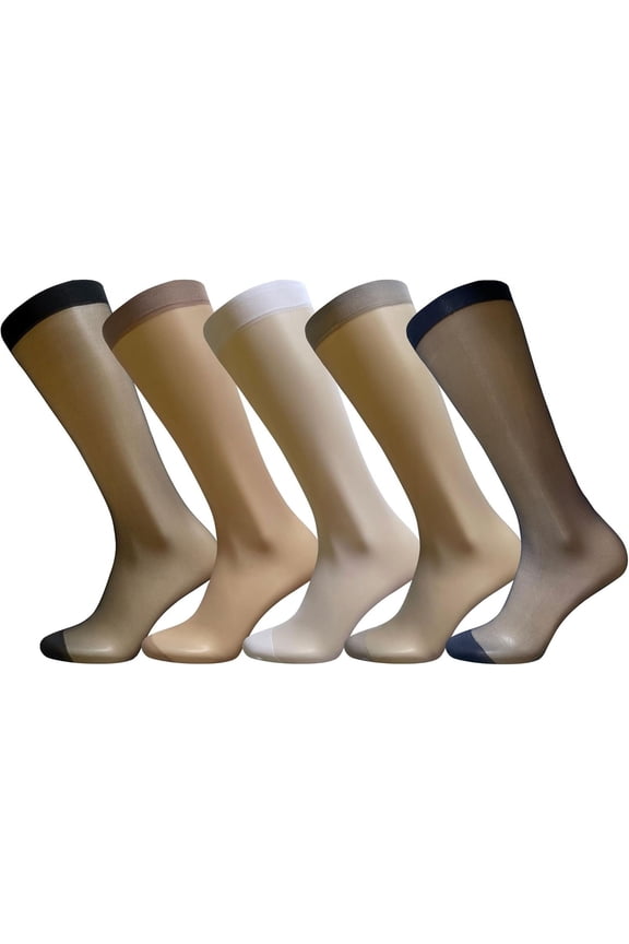 5 Pairs Mens Silk Sheer Socks Ultra Thin Nylon Dress Sock Daily Casual Stockings Work Business Sox