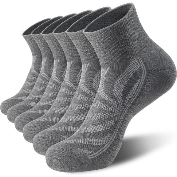 CAILDANL 6 Pack Men's Ankle Socks with Cushion, Cotton Quarter Socks for Sport Training Running