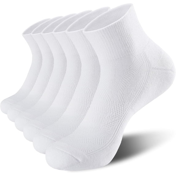 CAILDANL 6 Pack Men's Ankle Socks with Cushion, Cotton Quarter Socks for Sport Training Running