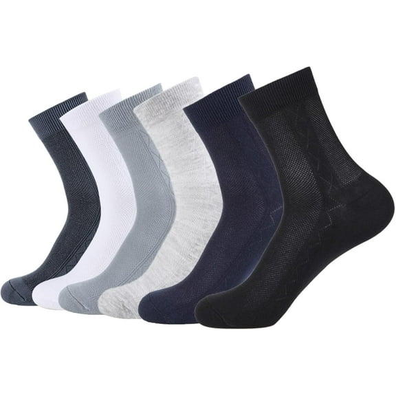 CAILDANL 6 Pack Mens Ultra Thin Breathable Socks Summer Mesh Cotton Business Dress Sock