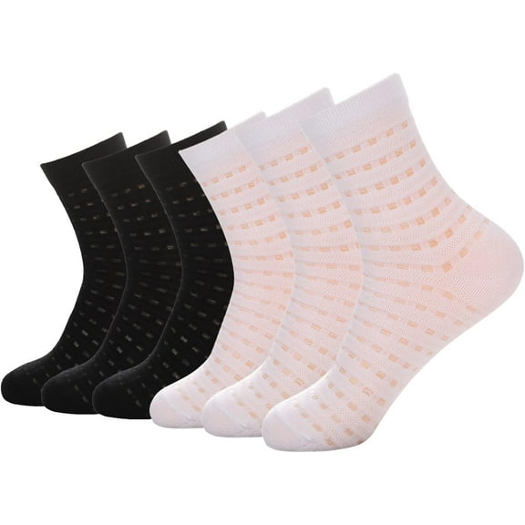 CAILDANL 6 Pack Mens Ultra Thin Breathable Socks Summer Mesh Cotton Business Dress Sock