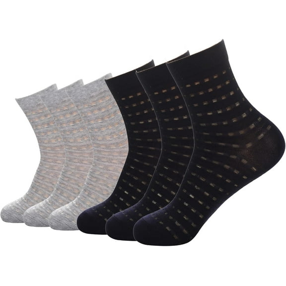 CAILDANL 6 Pack Mens Ultra Thin Breathable Socks Summer Mesh Cotton Business Dress Sock