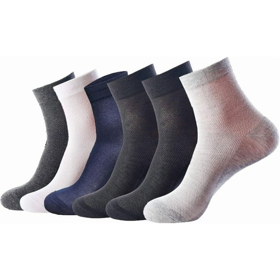 CAILDANL 6 Pack Mens Ultra Thin Breathable Socks Summer Mesh Cotton Business Dress Sock