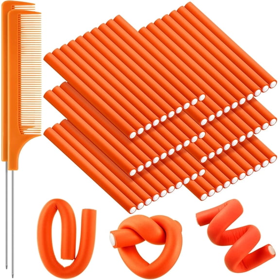 CAILDANL 60 Flexible Curling Rods Set - No Heat Hair Rollers for Long and Short Hair (Yellow, 0.4 x 9.5 Inch)