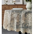 thumbnail image 1 of CAILDANL 60 x 84 Lace Tablecloth. Gold Linen Rectangle Tablecloth with English Rose Design. Rectangular Tablecloth, Rustic Tablecloth or Dining Table Cover for 6-8 Guests. LTC Linen 84", 1 of 4