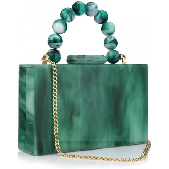 CAILDANL Acrylic Purses Evening Clutch Bag Marbling Handbags for Women Cross Body Bag with Pearl Chain Formal Wedding Prom Party