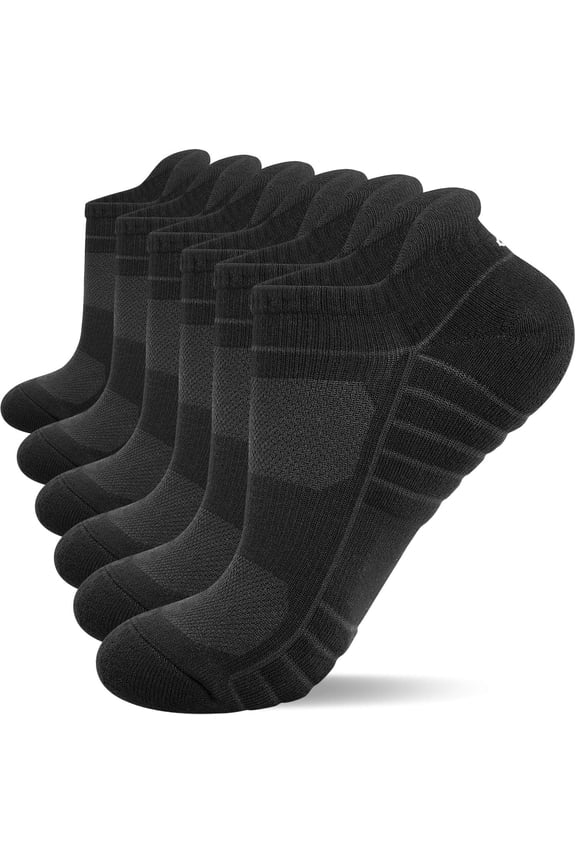 Athletic Running Ankle Socks, Low Cut Cushioned Anti-Blister Tab Sports Socks Men Women 6Pairs