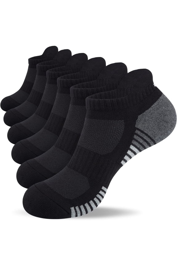 Athletic Running Ankle Socks, Low Cut Cushioned Anti-Blister Tab Sports Socks Men Women 6Pairs
