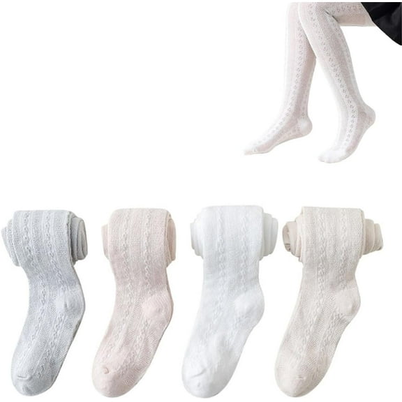 CAILDANL Baby Girl Tights Toddler Cable Knit Tights with Bow Seamless Mesh Leggings Stockings Infant Cotton Pantyhose