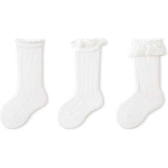 CAILDANL Baby Knee High Socks Non Slip Grip Ankle Socks Ruffled Long Stockings for Infants Toddlers Kids Boys Girls