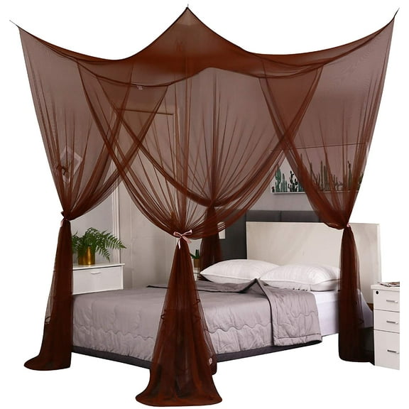 CAILDANL Bed Canopy,Canopy Bed Curtains Bed Drapes for Full Queen King Size Bed,Mosquito Net Bed Curtains for Patio Indoor Outdoor Net,Black Bed Canopy Curtains for Gothic