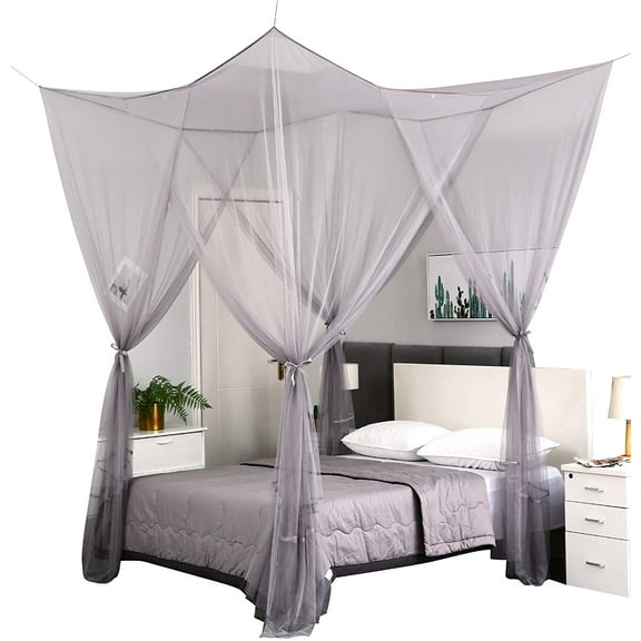 CAILDANL Bed Canopy,Canopy Bed Curtains Bed Drapes for Full Queen King Size Bed,Mosquito Net Bed Curtains for Patio Indoor Outdoor Net,Black Bed Canopy Curtains for Gothic