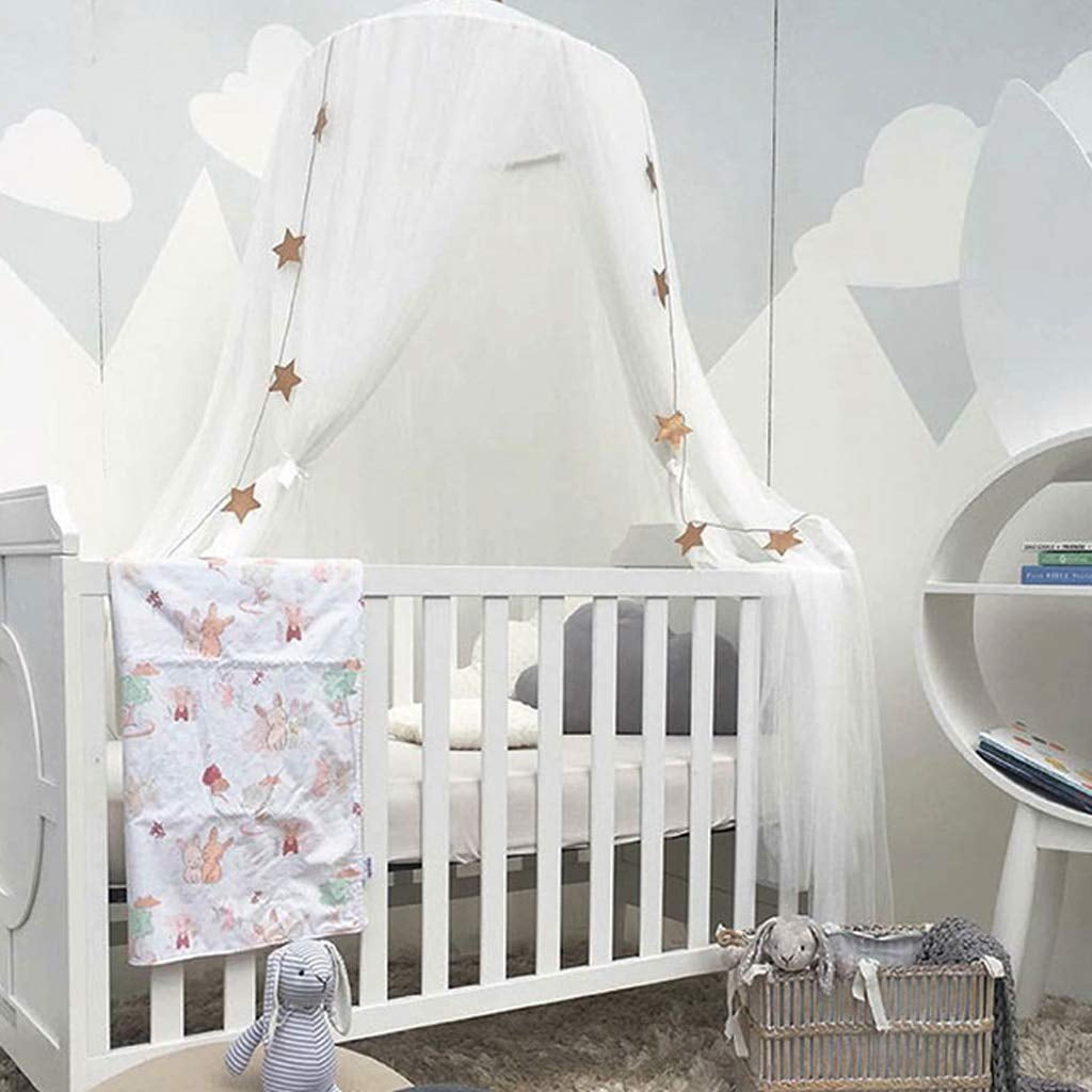 CAILDANL Bed Canopy for Girls - Princess Bed Canopy Mosquito Net Nursery Play Room Decor Dome Premium Yarn Netting Curtains Baby Game Dream Castle, Pink