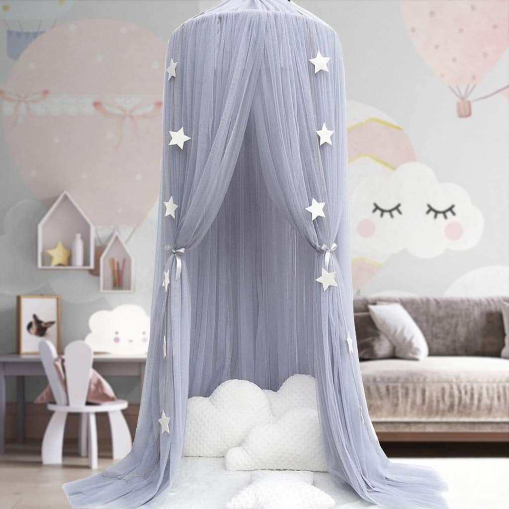 CAILDANL Bed Canopy for Girls - Princess Bed Canopy Mosquito Net Nursery Play Room Decor Dome Premium Yarn Netting Curtains Baby Game Dream Castle, Pink