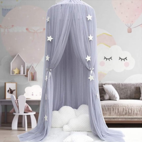 CAILDANL Bed Canopy for Girls - Princess Bed Canopy Mosquito Net Nursery Play Room Decor Dome Premium Yarn Netting Curtains Baby Game Dream Castle, Pink