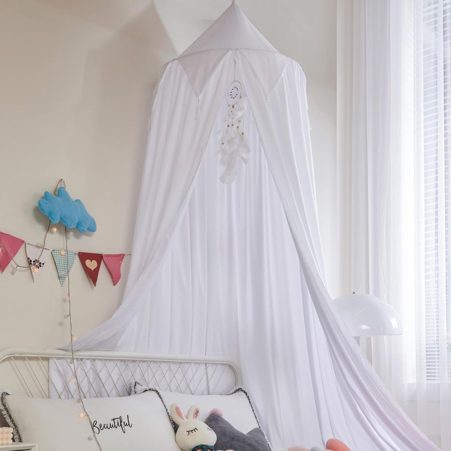 CAILDANL Bed Canopy for Kids, Girls Bed Curtain Bed Room Decor Hanging House Castle Reading Nook Dreamy Canopy(Brown Pink)