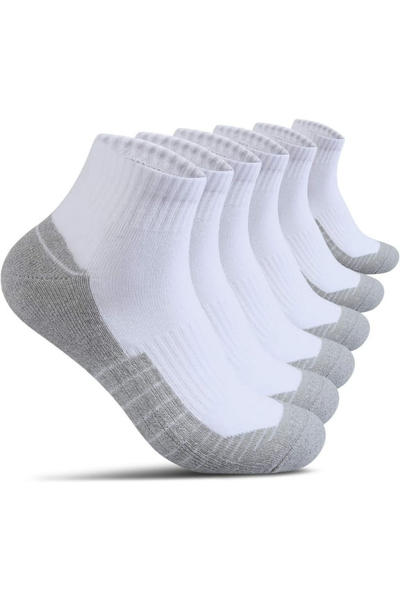 Begrily Cotton Socks for Men Low Cut, Max Cushion Thick Athletic Ankle Mens Sock for Hiking Running Sport Work 6 Pack