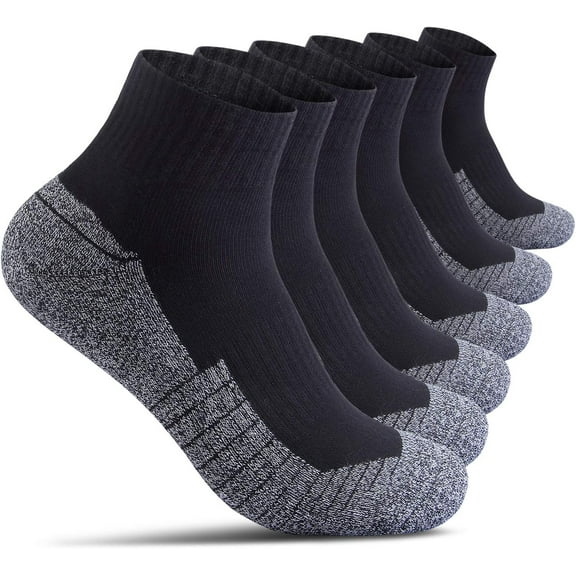 CAILDANL Begrily Cotton Socks for Men Low Cut, Max Cushion Thick Athletic Ankle Mens Sock for Hiking Running Sport Work 6 Pack