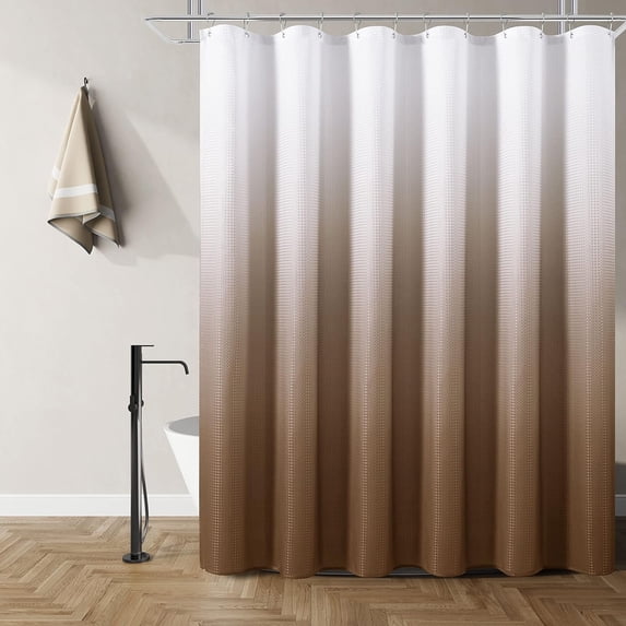 CAILDANL Black Shower Curtains Black and White Ombre Bath Curtains for Bathroom, Textured Fabric Shower Curtain Liner with 12 Hooks, Water Repellent, Machine Washable, 72 x 72 inch