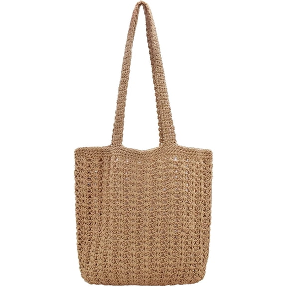 CAILDANL Boho Crochet Summer Handbag Handmade Cotton Rope Knit Shoulder Bags for Women Bohemia Tote for Travel