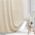 thumbnail image 1 of CAILDANL Boho White Woven Fabric Shower Curtain with Tassel 72 x 72 Modern Farmhouse Minimalist, Tufted Chevron Striped Shabby Chic Textured, Water Resistant Cloth Curtain for Bathroom, Hotel Decor, 1 of 7