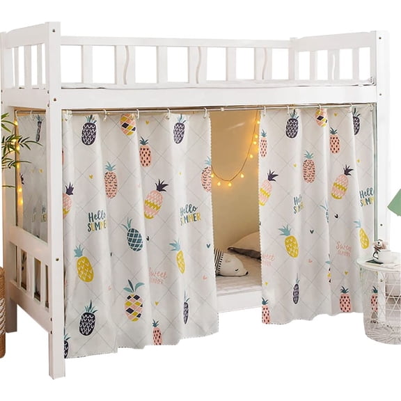 CAILDANL Bottom Bunk Bed Curtains Privacy Cloth Underbed Curtains for Low Loft Bed Twin, 2 Panels, Pineapple