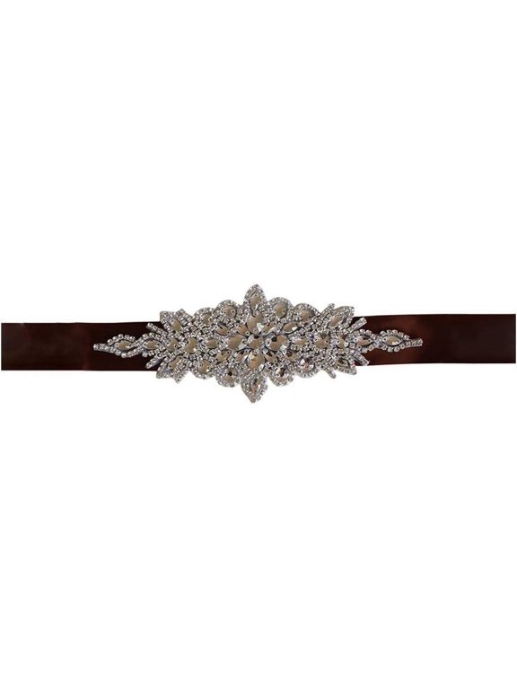 Bridal Rhinestone Wedding Dress Belt Crystal Diamond Bridal Sash with Ribbon for Wedding Party Prom Evening Dress