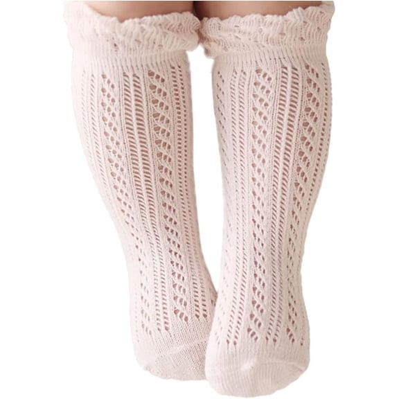 CAILDANL CAILDANL Baby Girls Knee High Socks Hollow Out Anti-skid Knitting Stockings Suitable for 0-2 Years Infants Toddlers