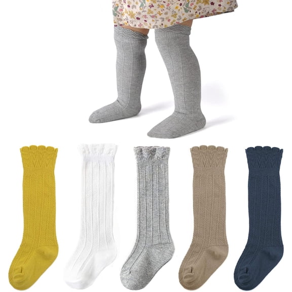 CAILDANL CAILDANL Baby Knee High Socks - Girls & Boys Newborn to Toddlers - Ruffled Tube Socks