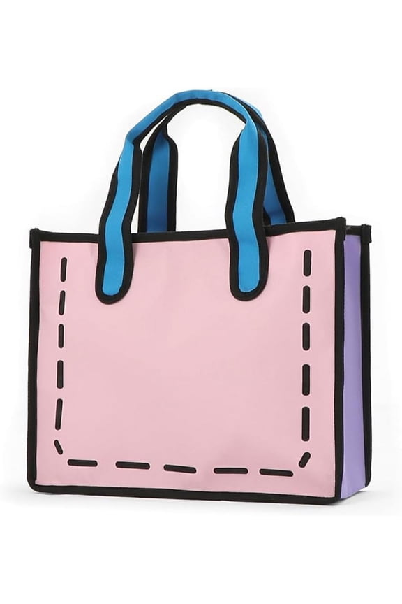 Canvas Tote Bag for Women 2D Drawing Cartoon Bag Anime 3D Style Handbag Cute Shoulder Tote Purse Trendy