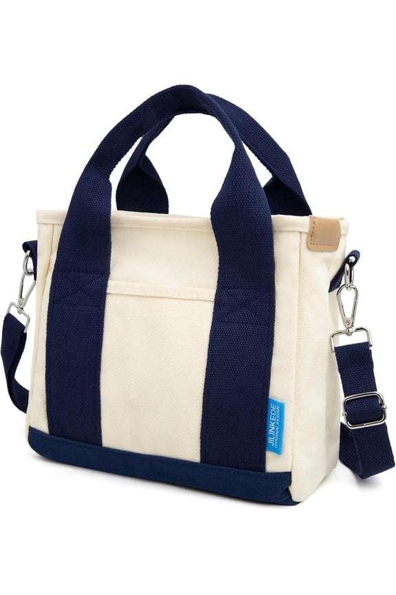 Canvas Tote Bag for Women with Multi Pockets,Trendy Shoulder Handbag with Compartments for shopping,Work,Beach