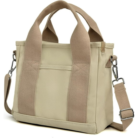 CAILDANL Canvas Tote Bag for Women with Multi Pockets,Trendy Shoulder Handbag with Compartments for shopping,Work,Beach