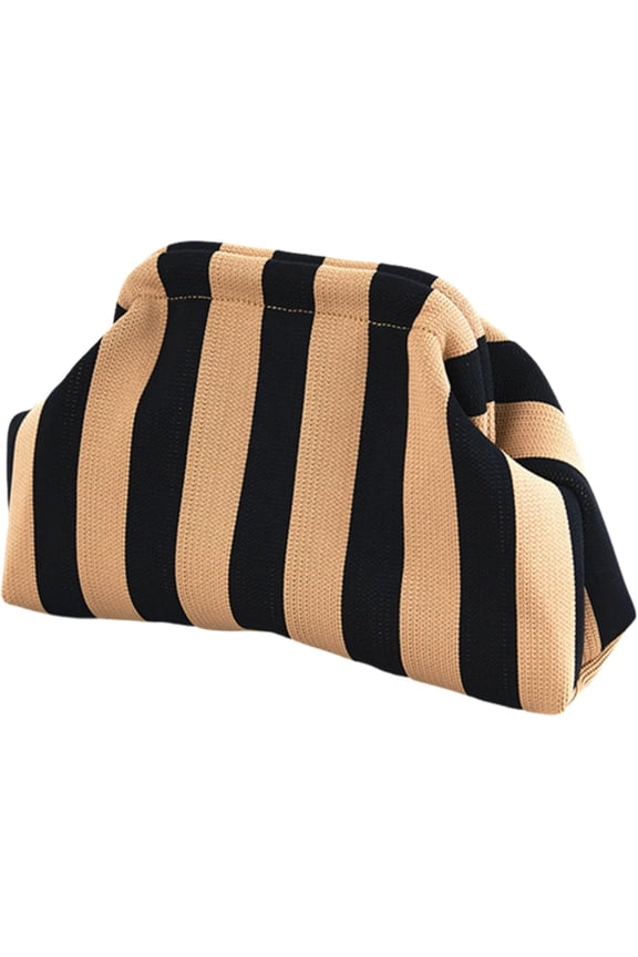 Clutch Purses for Women 2025 Summer Beach Woven Crochet Bag Dumpling Striped Ruched Cloud Purse Evening Handbag