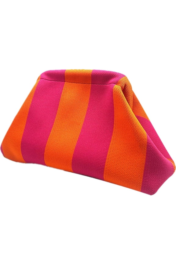 Clutch Purses for Women 2025 Summer Beach Woven Crochet Bag Dumpling Striped Ruched Cloud Purse Evening Handbag