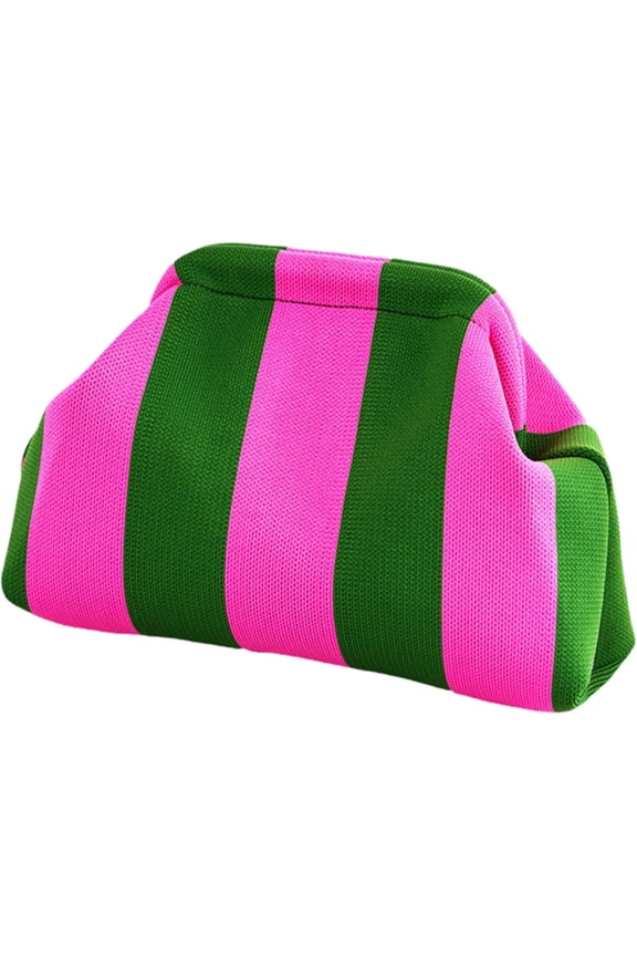 Clutch Purses for Women 2025 Summer Beach Woven Crochet Bag Dumpling Striped Ruched Cloud Purse Evening Handbag