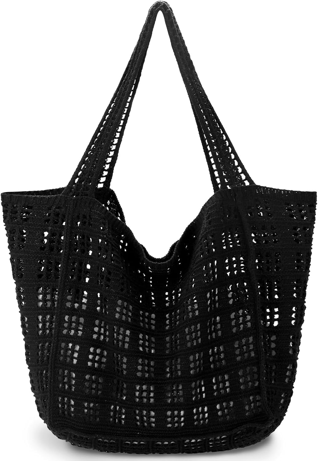 CAILDANL Crochet Bags for Women - Large Tote Aesthetic Handbag Shoulder Hippie Knit Bag