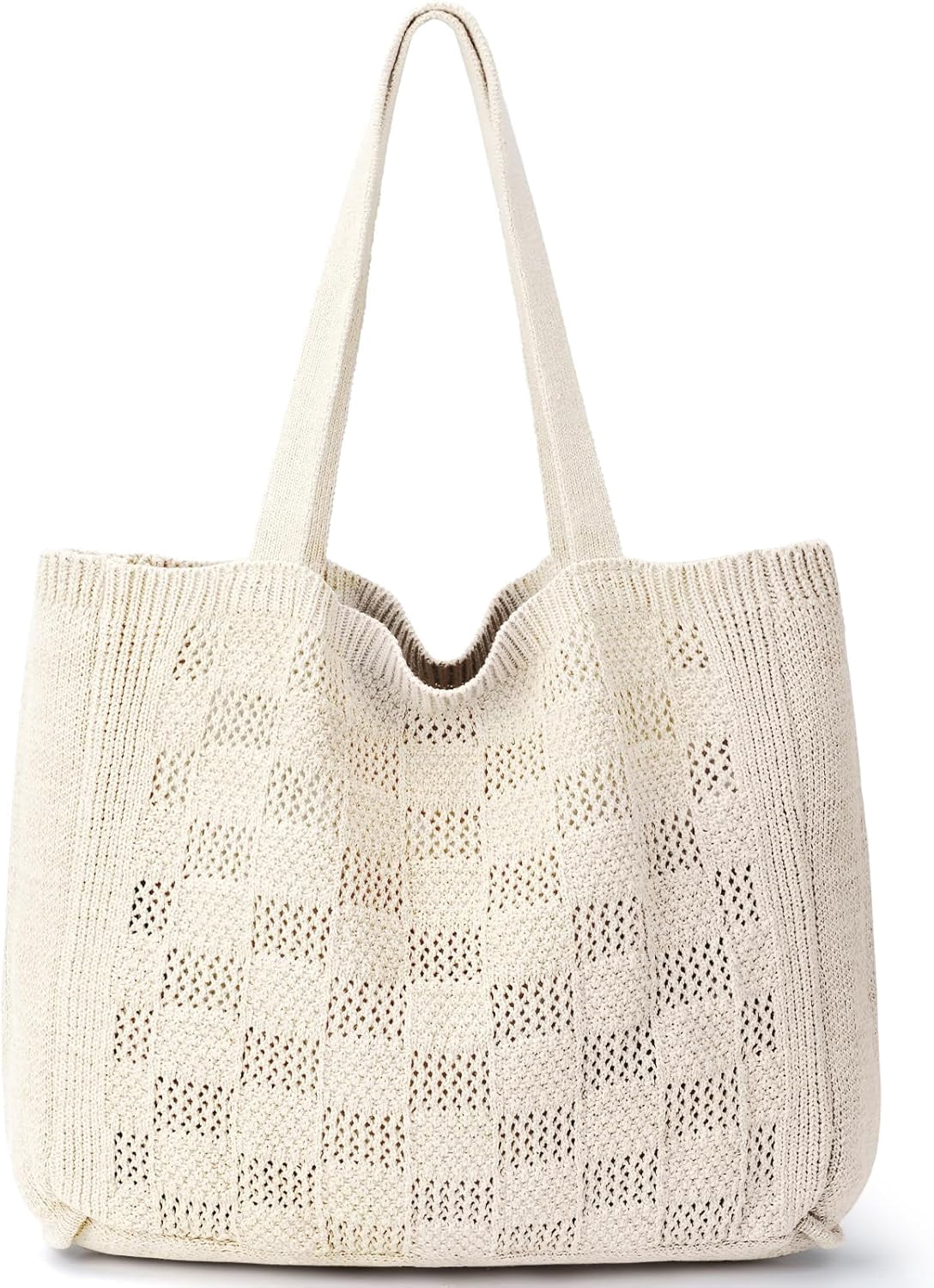CAILDANL Crochet Bags for Women - Large Tote Aesthetic Handbag Shoulder Hippie Knit Bag
