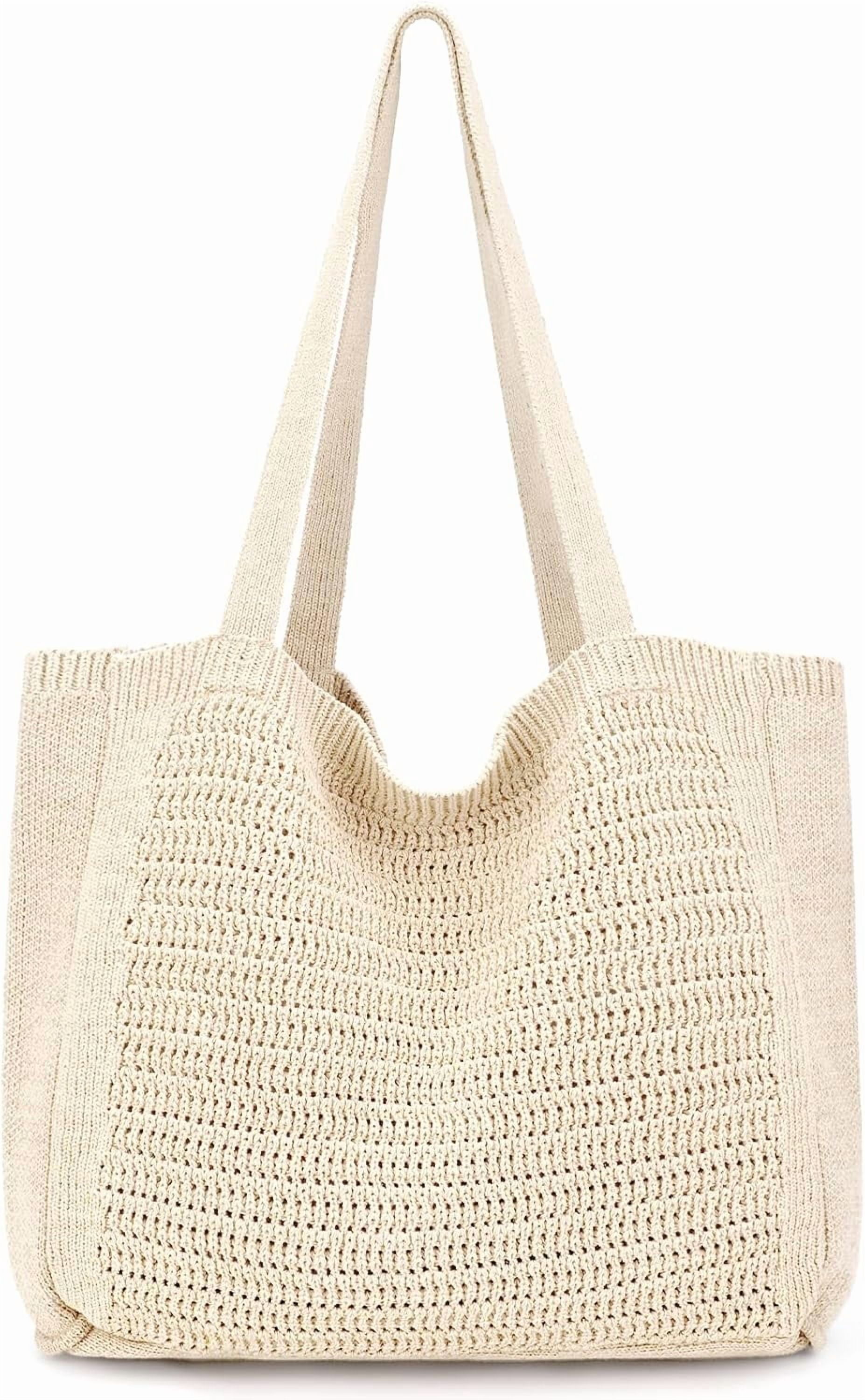 CAILDANL Crochet Bags for Women - Large Tote Aesthetic Handbag Shoulder Hippie Knit Bag
