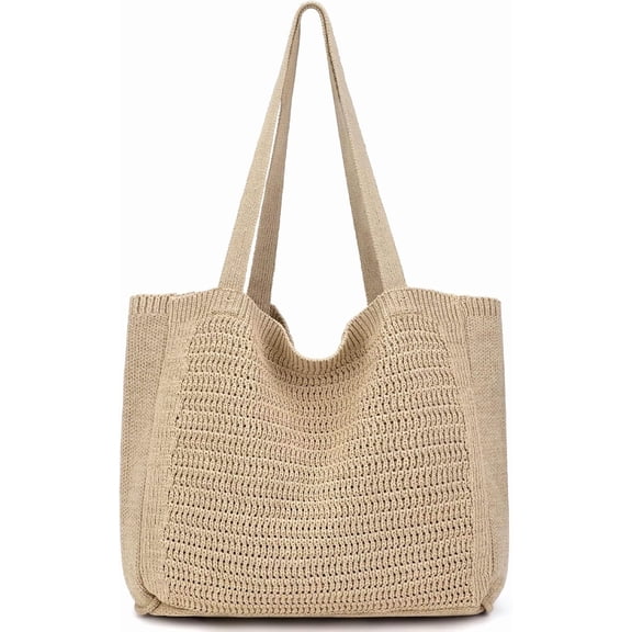 CAILDANL Crochet Bags for Women - Large Tote Aesthetic Handbag Shoulder Hippie Knit Bag