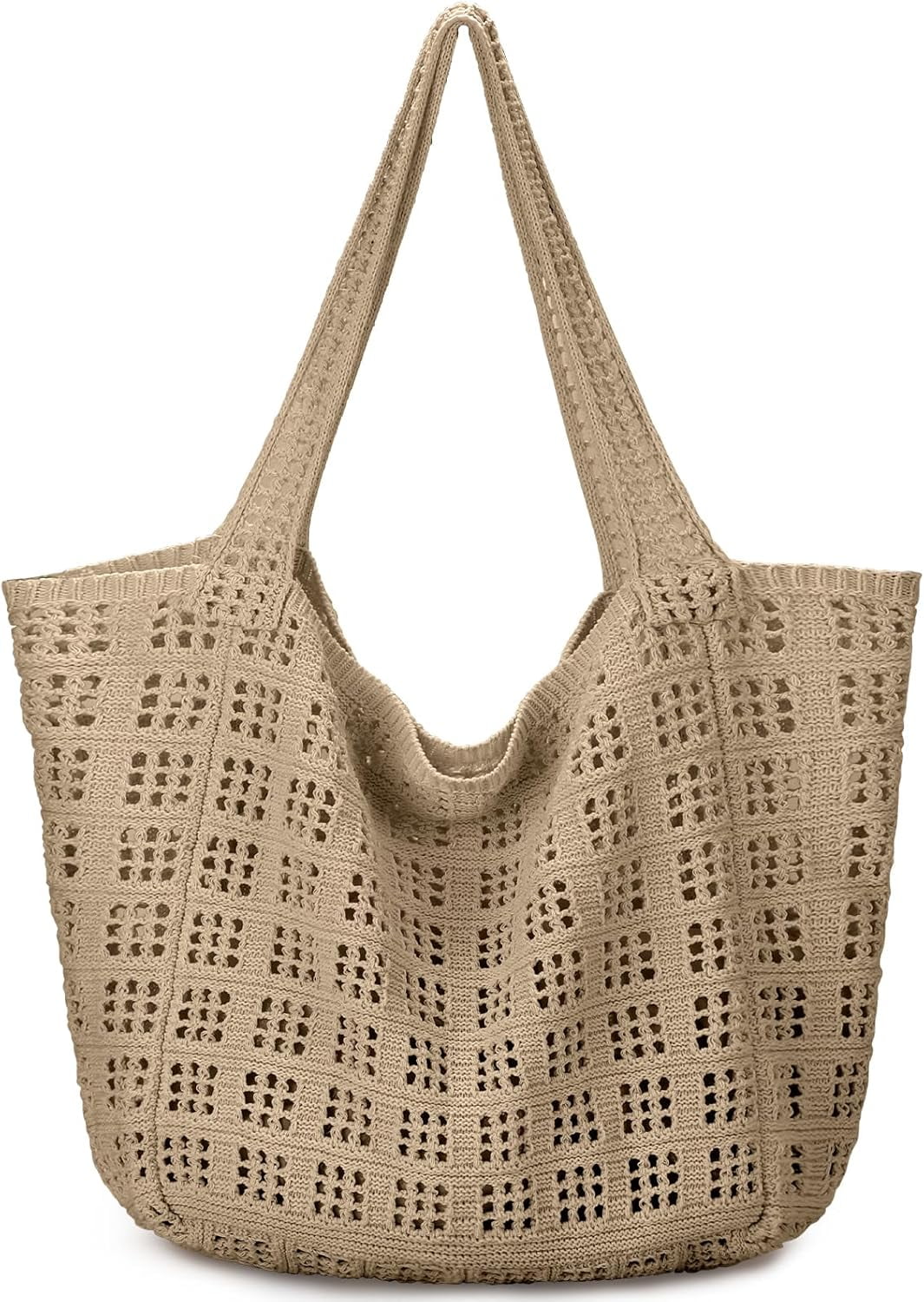 CAILDANL Crochet Bags for Women - Large Tote Aesthetic Handbag Shoulder Hippie Knit Bag