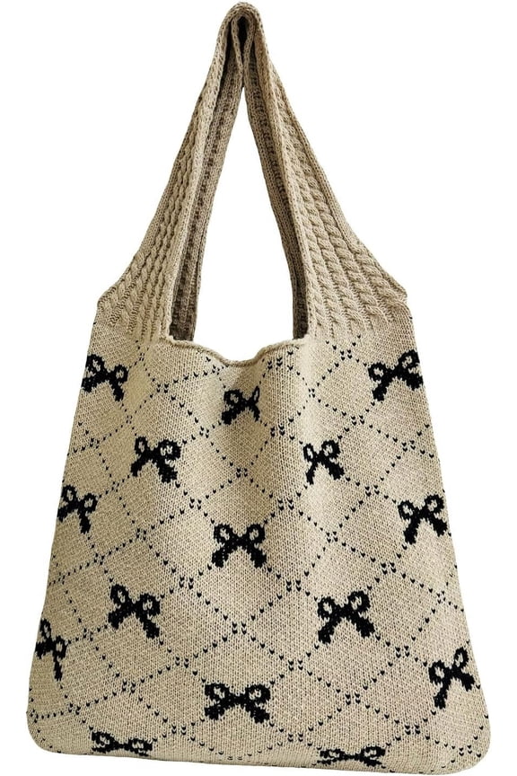 Crochet Tote Bag Mesh Beach Bag Fairycore Hobo Fairy Grunge Aesthetic Shoulder Bag Y2k Purse for Women Girls