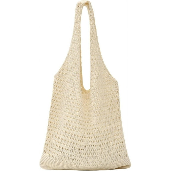 CAILDANL Crochet Tote Bag Mesh Beach Bag Fairycore Hobo Fairy Grunge Aesthetic Shoulder Bag Y2k Purse for Women Girls