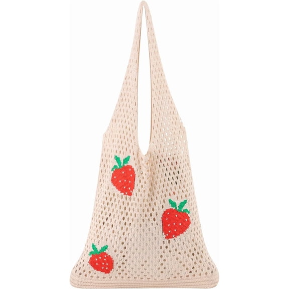CAILDANL Crochet Tote Bag Mesh Beach Bag Fairycore Hobo Fairy Grunge Aesthetic Shoulder Bag Y2k Purse for Women Girls