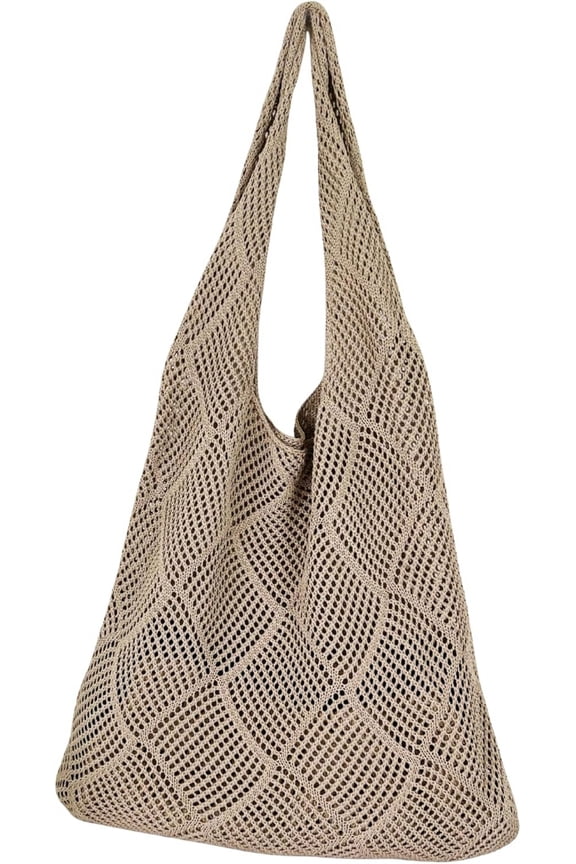 Crochet Tote Bag Mesh Beach Bag Fairycore Hobo Fairy Grunge Aesthetic Shoulder Bag Y2k Purse for Women Girls