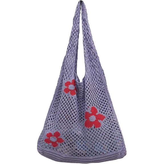 CAILDANL Crochet Tote, Fairy Hobo for Women - Y2k Purse, Knitted Shoulder Bag for Girls - Mesh Beach Bags