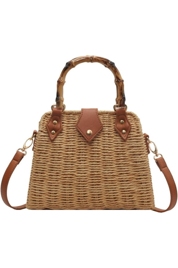 Cross Body Handbags for Women Straw Woven Beach Bag 2025 Summer Handmade Purses Wicker Rattan Bag Holiday