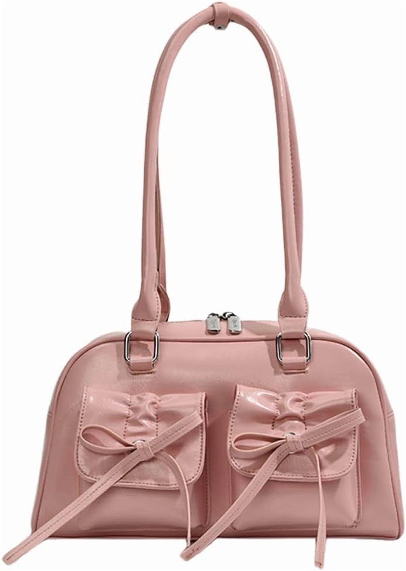 CAILDANL Cute Bow Purse Aesthetic Japanese Shoulder Bag Faux Leather Tote Bag Y2k Red Handbag Purse