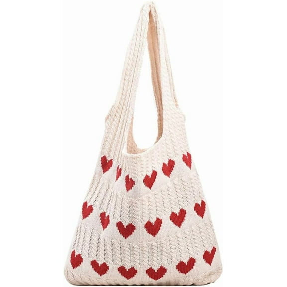 CAILDANL Cute Tote Bag Knit Aesthetic Crochet Shoulder Bag Fashion Handbag Casual Bags Beach Bag for Women Girl