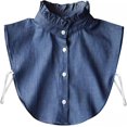 thumbnail image 1 of CAILDANL Denim Detachable Collar Shirt,Half Blouse False Collar for Lady Girls, 1 of 7