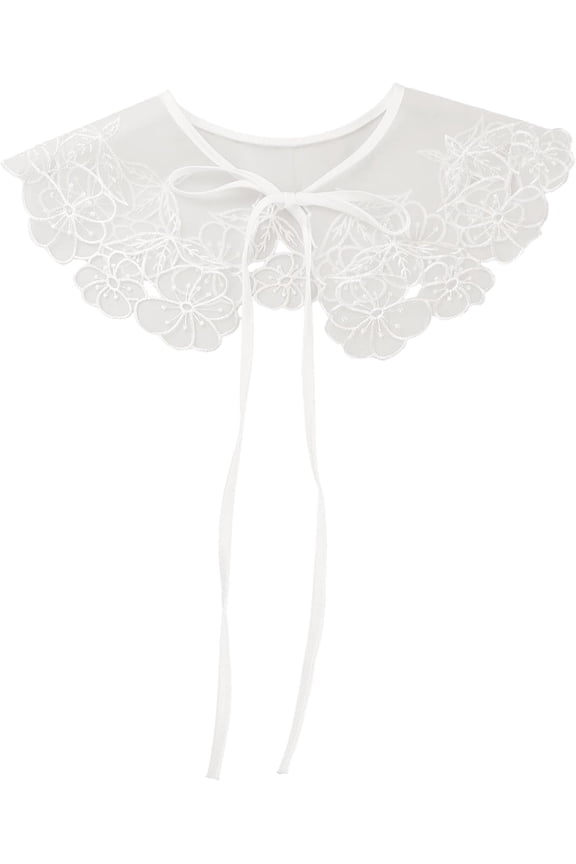 Detachable Fake Collar, Semi-Sheer Embroidery Mini Cape Choker Neck Ruff Collar for Women Blouse
